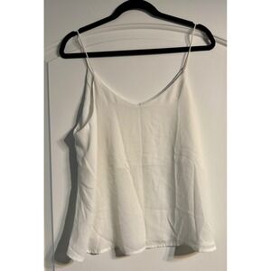 Active USA Camisole Women Large White Spaghetti Strap V-Neck Chiffon